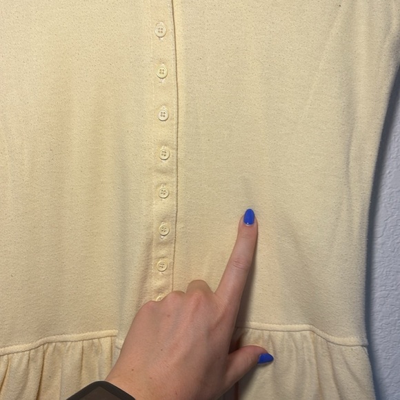 VINTAGE Butter Yellow Drop Waist Button Pockets Dress large - Picture 4 of 7